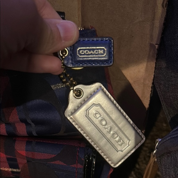 Coach Navy and Red Plaid Women's Bag - Picture 2 of 9